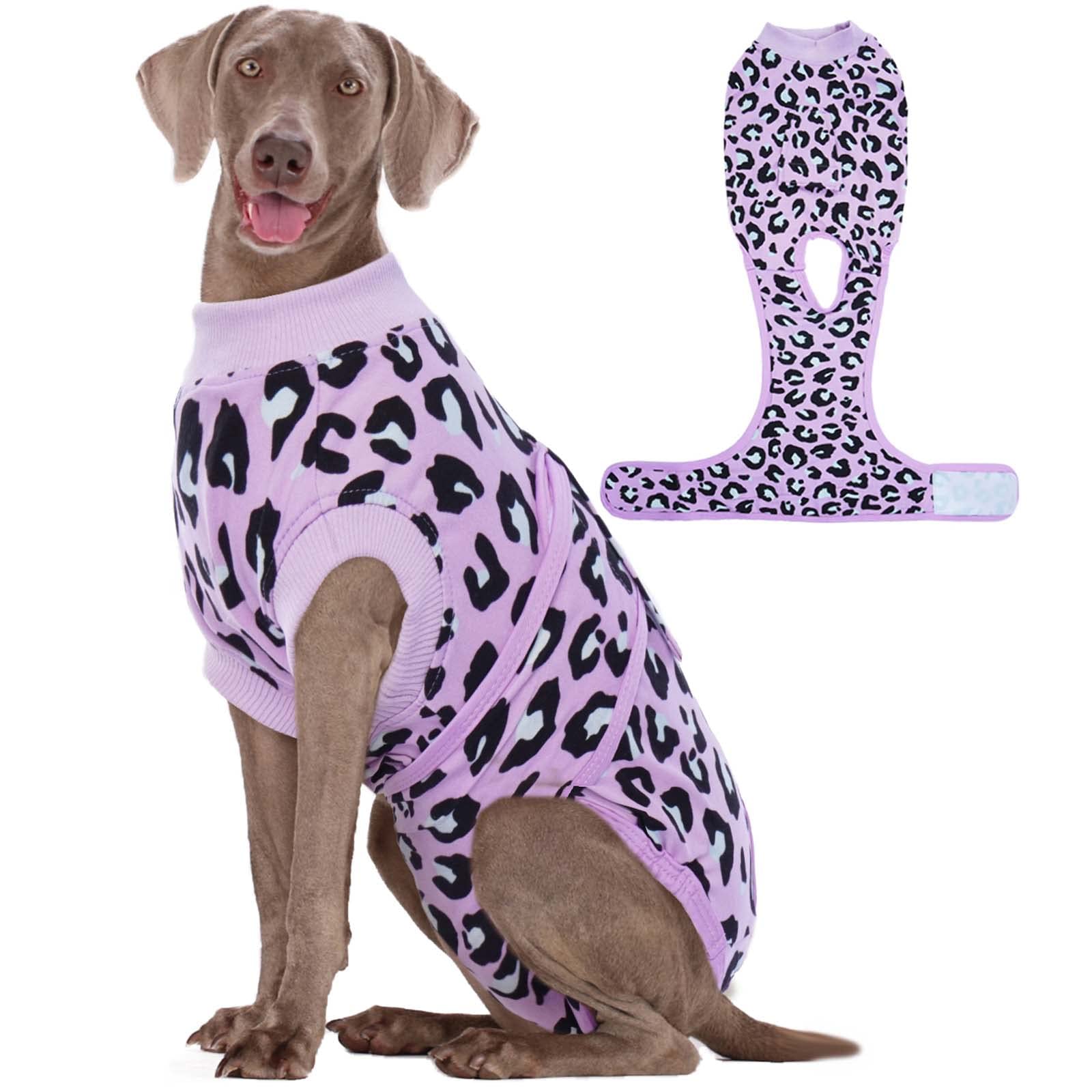 Photo 1 of Kuoser Dog Recovery Suit for Dogs After Surgery,Professional Surgical Onesie for Female Male Dogs Spay Neuter,Soft Dog Surgery Suit Bodysuit for Abdominal Wounds Skin Disease,Purple Leopard XL