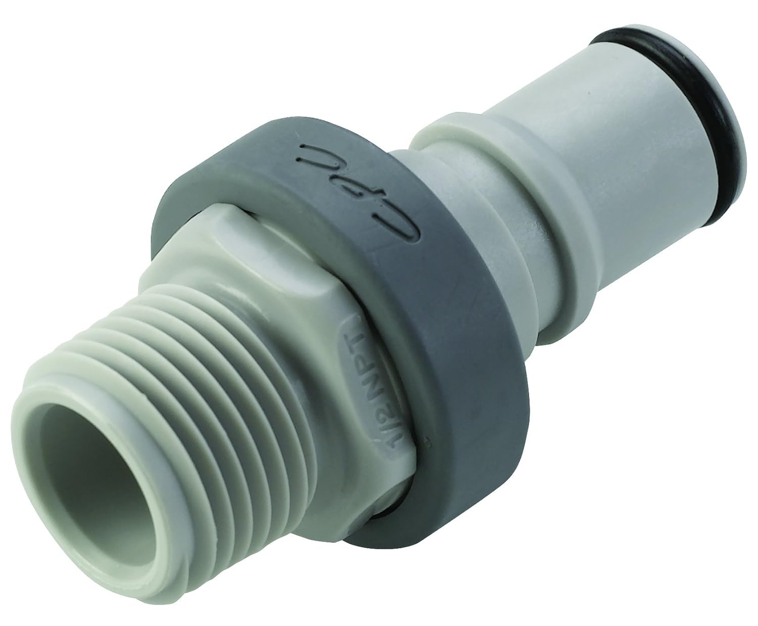 Colder NS6D24008 Polypropylene Tube Fitting, Insert, Shutoff, In-Line, 3/8" Insert x 1/2" NPT Male