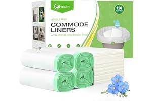 Moodooy Commode Liners for Commode Liners With Absorbent Pads,120 Bedside Commode Liners,Portable Toilet Liners Potty Chair Liners Fit All Commode Bucket
