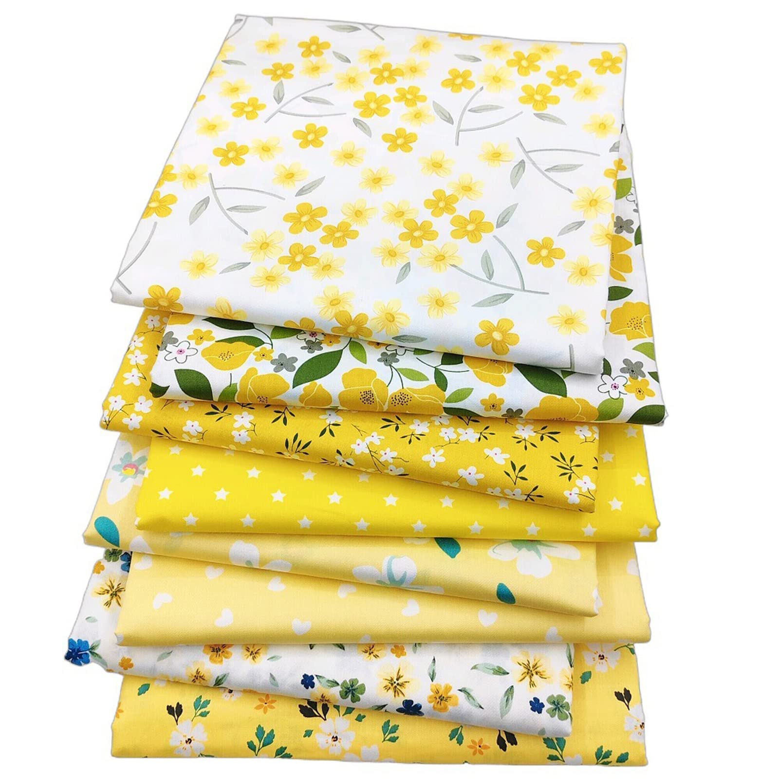 Fabric Fat Quarters Bundle, Cotton Craft Fabric Bundles Patchwork Material for Sewing 8PCS 50 x 40cm Patchwork Different Pattern Cloths DIY Scrapbooking Artcraft (Y-Flower-8)