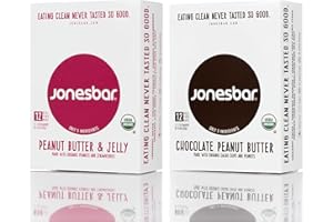 JONESBAR (Best Sellers, 24 Bars (2 Boxes)) USDA Organic Fruit & Nut Bar, Non-GMO, Kosher, Vegan, Gluten Free, Simple Snack Bar