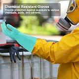 sourcing map Nitrile Chemical Resistant Gloves Small Green Anti-Slip Protective view 5