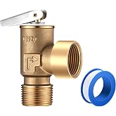Gulfmew1 Pcs 30 PSI Boiler Relief Valve, 3/4" NPT, Brass, PTFE Tape | Integrated Structure, Prevents Leaks of any Kind, for Heating and Plumbing Systems, Not for Drinking Water