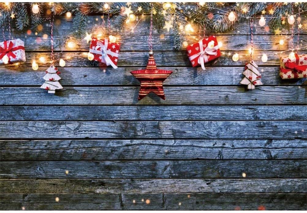 Laeacco Christmas Eve Decoration Backdrop Grunge Wood Plank