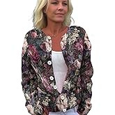 Women's Fall Floral Cardigans Sweaters Button Oversized Long Sleeve Open Front Sweaters Plus Size Cozy Coats Tops Outfits