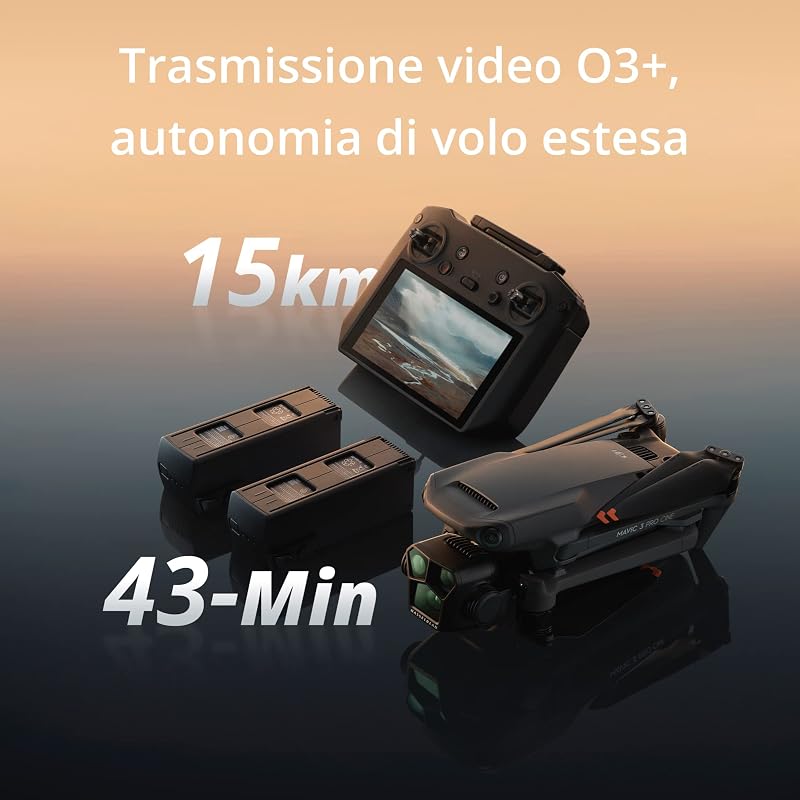 Mavic 3 Pro Cine con DJI RC Pro (schermo ad alta luminosità), drone con tripla fotocamera, supporto per Apple ProRes con memoria interna di 1TB. 3 Batterie di volo intelligenti e altro ancora