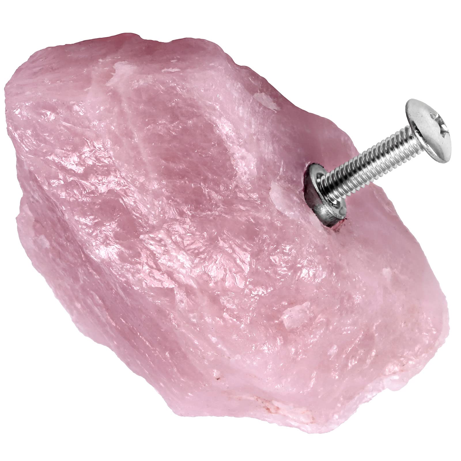 mookaitedecor 2Pcs Natural Rose Quartz Rough Stone Drawer Cabinet Knobs with Screws, Irregular Healing Crystal Decorative Pink Knob Pull Handle for Drawers Cupboard Wardrobe Bedroom Furniture