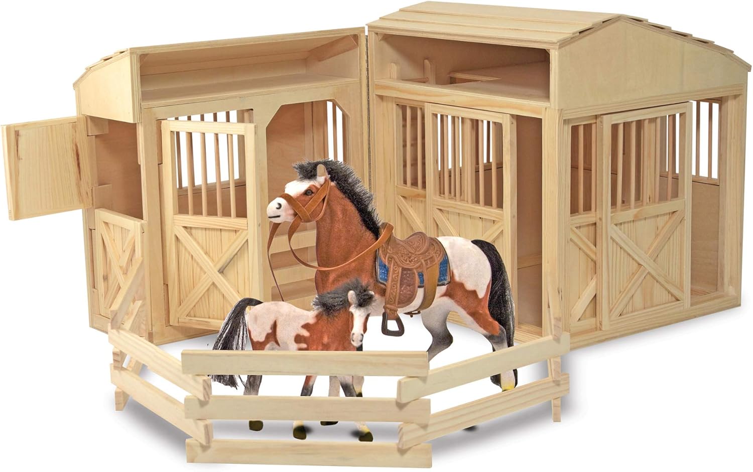 Amazon Com Melissa Doug Folding Horse Stable Pretend Play