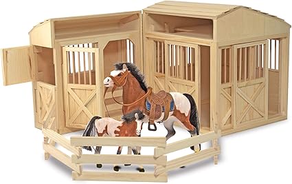 Amazon Com Melissa Doug Folding Horse Stable Pretend Play
