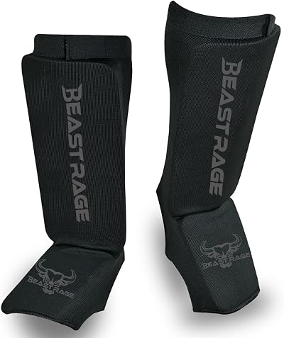 BEAST RAGE Shin Guards Elasticated Sock Padded Leg Instep Protection