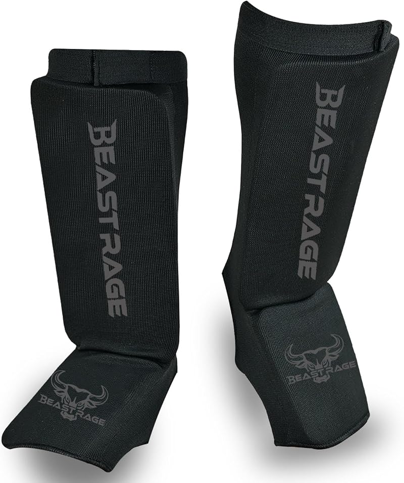 BEAST RAGE Shin Guards Elasticated Sock Padded Leg Instep Protection
