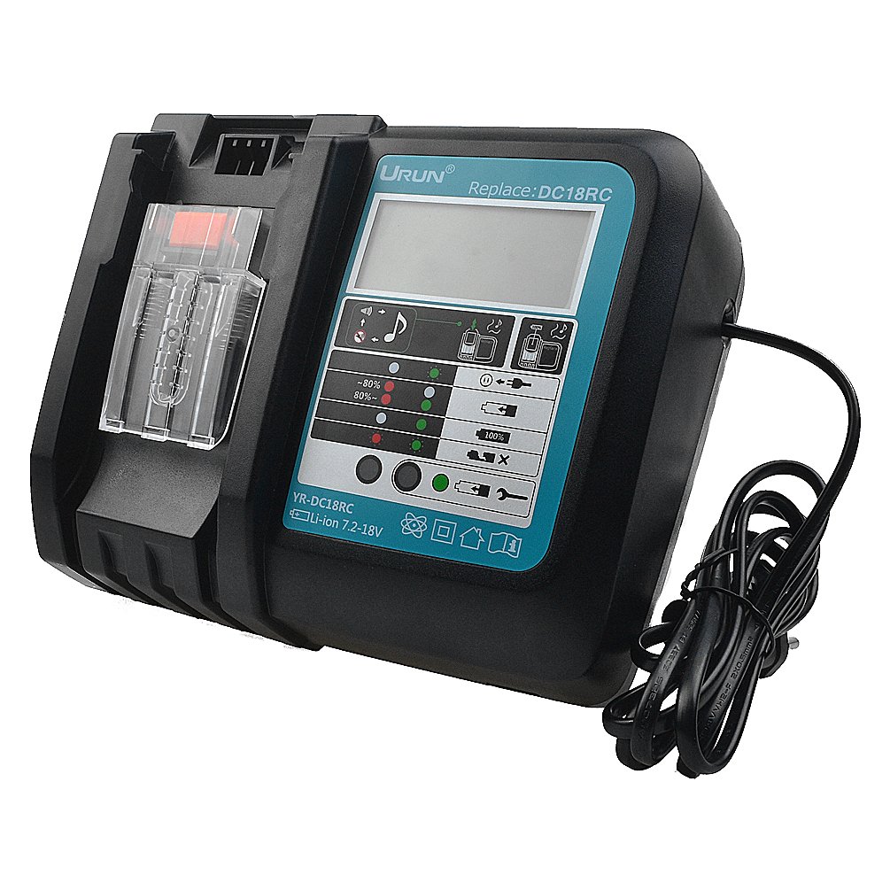 14.4V-18V 3A Charger with LCD Screen Replace for Makita DC18RC DC18RA Power Tool Battery BL1830 BL1840 BL1850 BL1860 BL1430 BL1440 BL1450 Charger