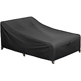 iBirdie Outdoor Double Wide Chaise Lounge Cover 80L x 55W x 32H inch Waterproof Patio Furniture Covers Lawn Pool Chair Cover 1 Pack Black