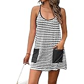 Fisoew Womens Tennis Athletic Dress Mini Romper Dress with Built in Shorts Summer Vacation Outfits