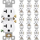 AIDA 20 Amps Outlets Duplex Electrical Receptacle Outlets, Electrical Outlet, 20Amp 125V Heavy-Duty Wall Outlet, Residential, 3-Wire, Self-Grounding, UL Listed, Side Wire (10 Pack, White)
