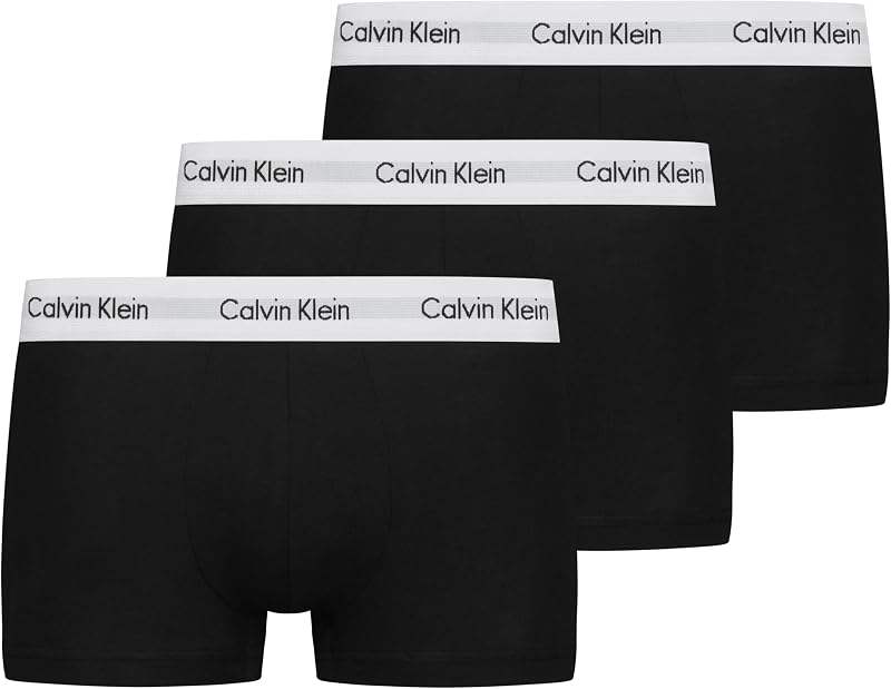 Herren Boxershorts, Hüft-Shorts, hochwertige Baumwoll-Unterhosen für Männer, mit Stretch-Anteil, elastischer Bund, 3er Pack, Schwarz (Black 001), M