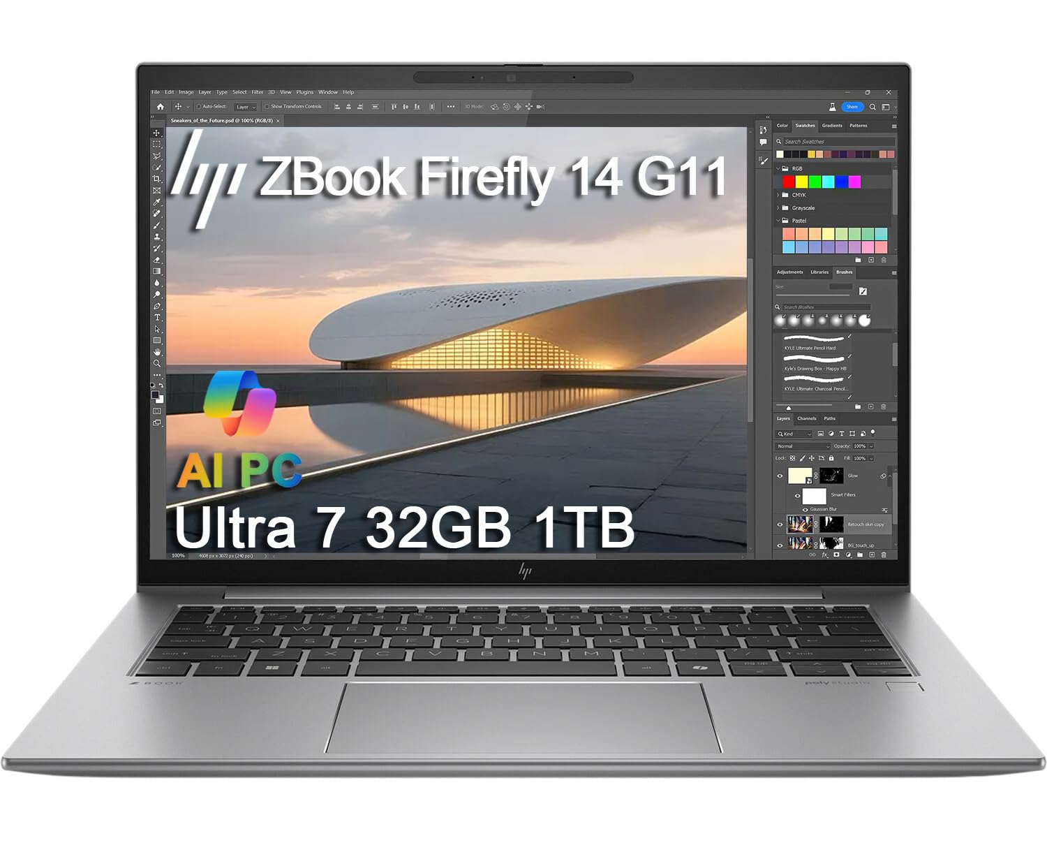 HP ZBook Firefly 14 G11 Mobile Workstation AI Laptop (14" FHD+, Intel Core Ultra 7 165U, 32GB DDR5, 1TB SSD) For Engineer, Designer, 5MP IR Webcam, Fingerprint, Backlit, 2x Thunderbolt 4, Win 11 Pro