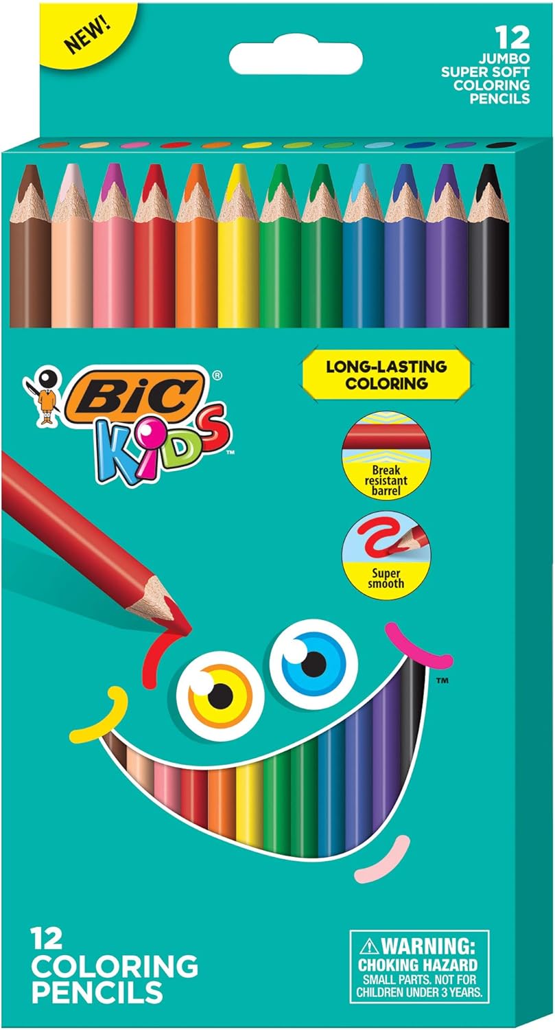 BIC Kids Coloring Combo Pack with Coloring Jumbo Markers, Pencils and Crayons, Assorted Colors, 46-Count: Office Products