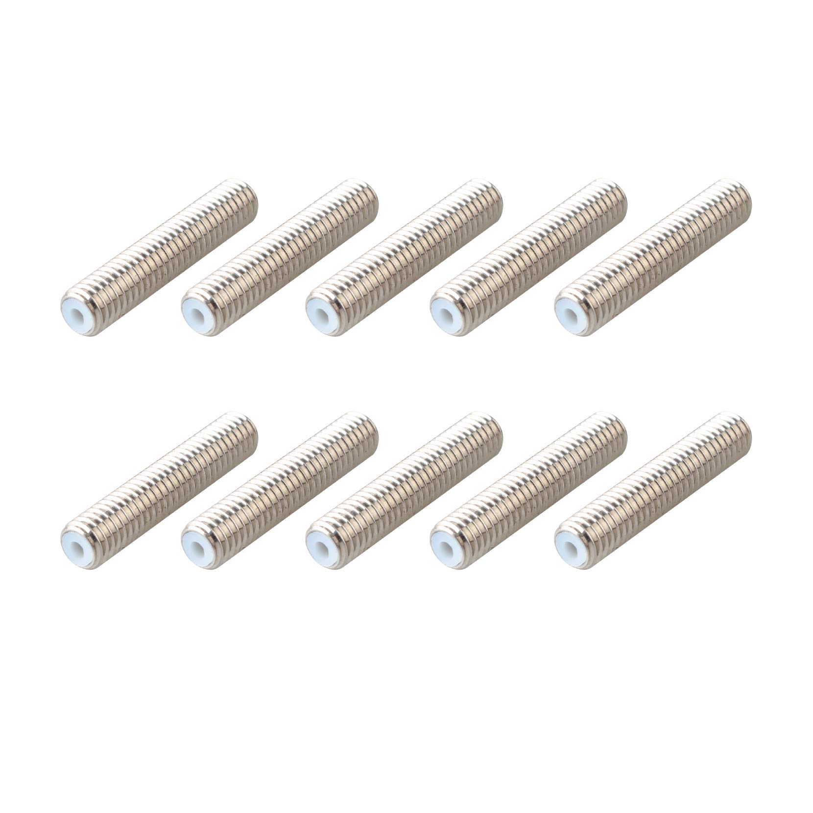 Jopto 10Pcs M6 x 30mm Nozzle Throat Stainless Steel Throat Pipe Extruder with PTFE Tube Built Teflon Compatible with MK8 Makerbot Reprap 3D Printer Extruder Hotend 1.75mm
