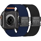 Stretchy Bands Compatible with Apple Watch Ultra 2 Band 49mm 46mm 45mm 44mm 42mm Men Women, Parachute Buckle Nylon Elastic Sport Strap Wristband for iWatch Ultra 3/SE/Series 11 10 9 8 7 6 5 4 3