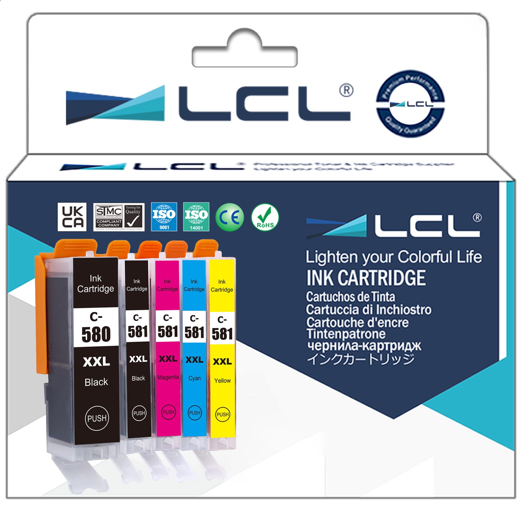 LCL PGI-580XXL CLI-581XXL Compatible Ink Cartridges Replacement for Canon PIXMA TS6251 TS6350 TS6351 TR8550 TS8150 TS8250 TS6150 TR7550 TS9150 TS6151 TS8251 TS6250 TS9550 TS705 TS8151(5-Pack)