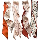 AruiLeo 4 Packs Purse Scarf For Handbags Silk Head Handle Ribbon Scarfs For Hair Fashion Skinny Scarves For Women Gift