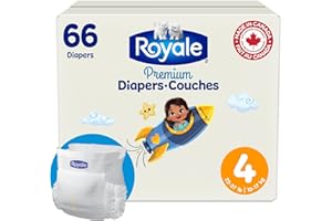 Royale Premium Diapers, Size 4 (22-37 lb), 66 Count, Disposable Baby Diapers