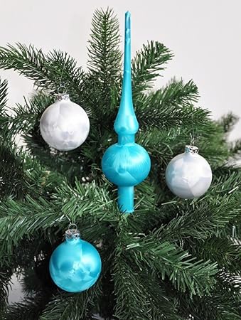 Thüringer-Glasdesign Weihnachtskugeln 18-tlg. 6/7/8 cm Weiß Eis Küche