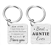 SOUSYOKYO to My Dear Auntie Keychain, Happy Birthday Auntie Gift Ideas, Best Aunt Ever Key Chain, Meaningful Gifts for Favorite Aunt from Niece and Nephew
