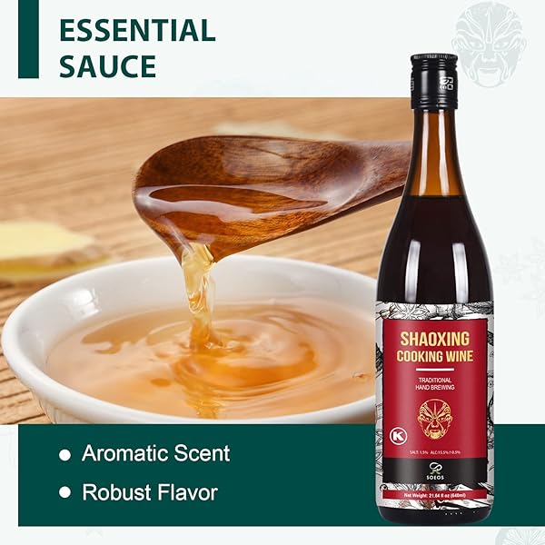 SOEOS SHAOXING WINE, SHAOXING RICE WINE, CHINESE COOKING WINE, RICE COOKING WINE, SHAOXING WINE CHINESE COOKING WINE, SHAO HSING RICE WINE, 21.64 FL OZ (640ML),1 PACK, REGULAR COOKING WINE