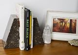 British Fossils Himalayan Marble Dark Fossilstone Wedge Bookends 6" view 3