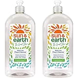 Sun & Earth Floor Cleaner Liquid - Hardwood, Wood, Laminate, Vinyl, Tile or Upholstery - For Mopping or Spot Cleaning, Pack o