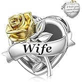 JIAYIQI Mom Grandma Daughter Wife Friend Sister Charm Fit Bracelet with Golden 3D Rose Flower Love Charm Valentines' Day Birthday Mother's Day Christmas Jewelry for Women