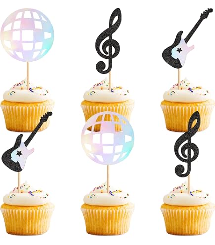 26 PCS Music Cake Toppers Pink Girl Birthday Cake Topper e