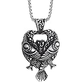 HAQUIL Raven Necklace, Norse Huginn and Muninn Odin Raven Pendant, Viking Jewelry Gift for Men and Women