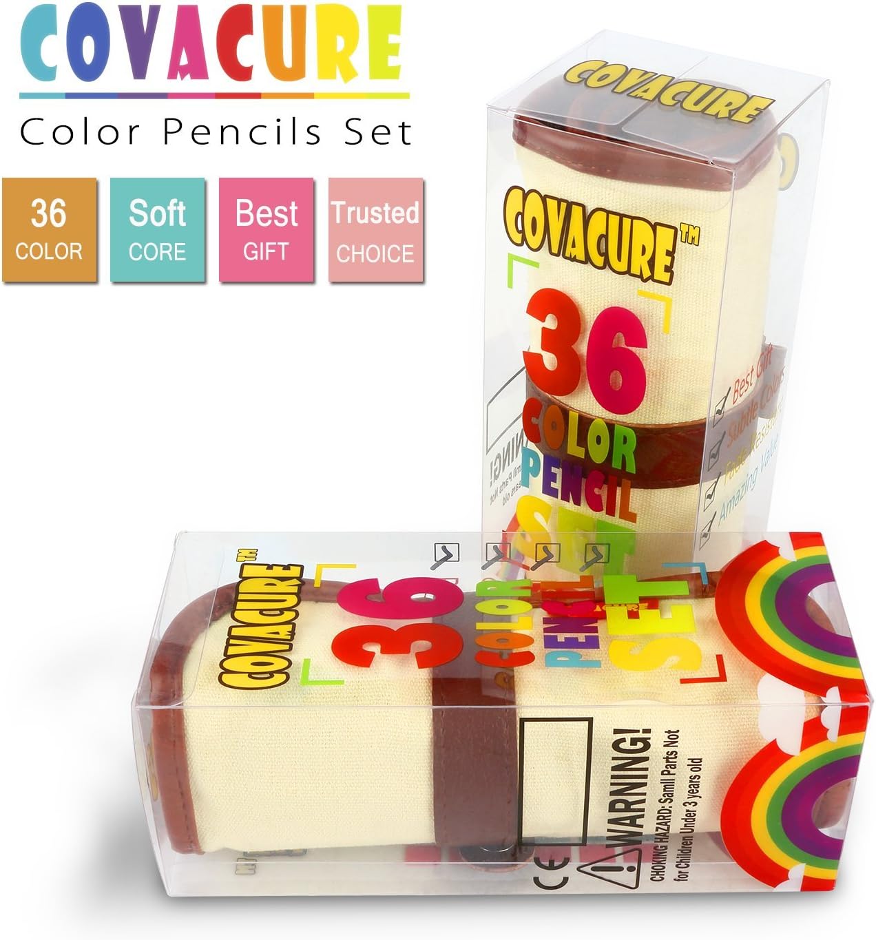 Colored Pencils Set for Adult and Kids - COVACURE Premier Color Pencil Set With 36 Colouring Pencils Sharpener and Canvas Pencil Bag for Kids and Adult Coloring Book. Ideal for Christmas Gifts : Office Products