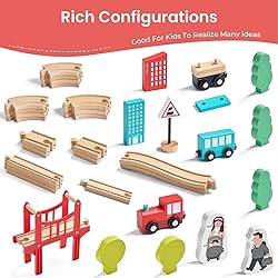 Tiny Land Wooden Train Set for Toddler - 39