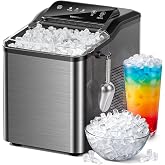 Nugget Ice Maker Countertop, 35lbs/24H Sonic Pebble Ice Machine | Fast Making Ice, Self-Cleaning, Stainless Steel Chewable Portable Ice Makers with 10 Cleaning Packets for Home &amp; RV&amp; Office
