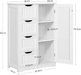 Yaheetech White Bathroom Floor Cabinet with 4 Drawers 1 Door Adjustable Shelf view 3
