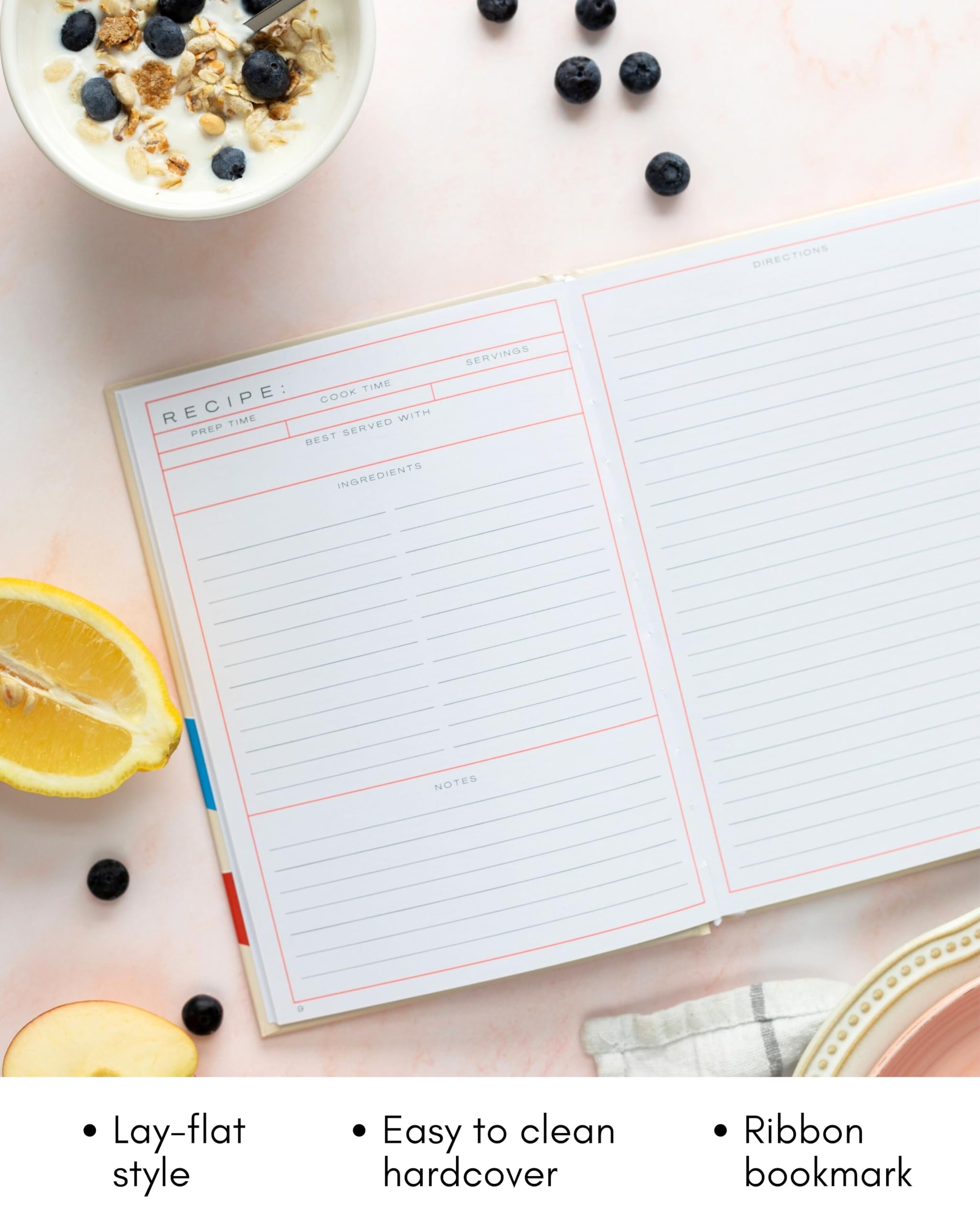 Lamare Blank Recipe Book to Write in Your Own Recipes – Cute DIY Cookbook & Recipe Journal – Perfect Blank Recipe Notebook for Family Keepsakes