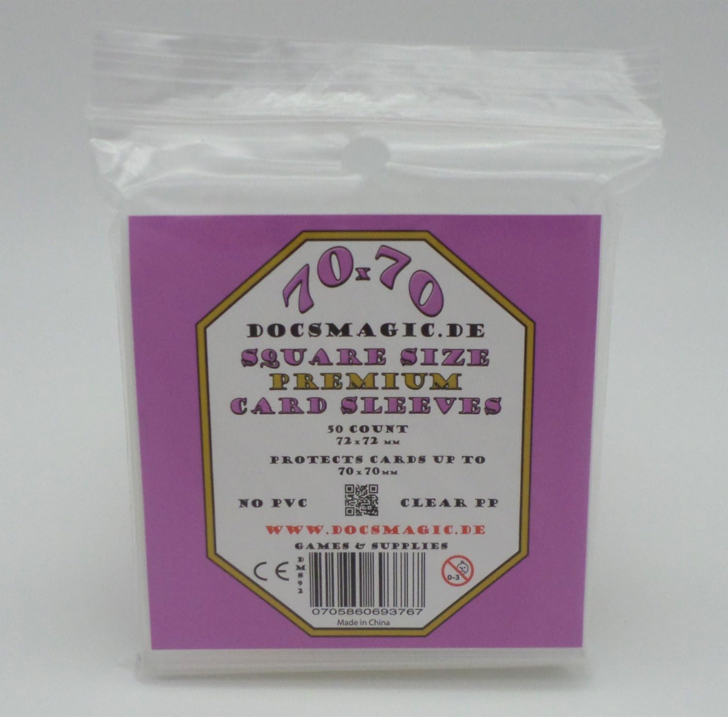 docsmagic.de 50 Premium Small Square Board Game Sleeves - 70 x 70-72 x 72, 1 Pack Premium, Small Square - 72 x 72 mm