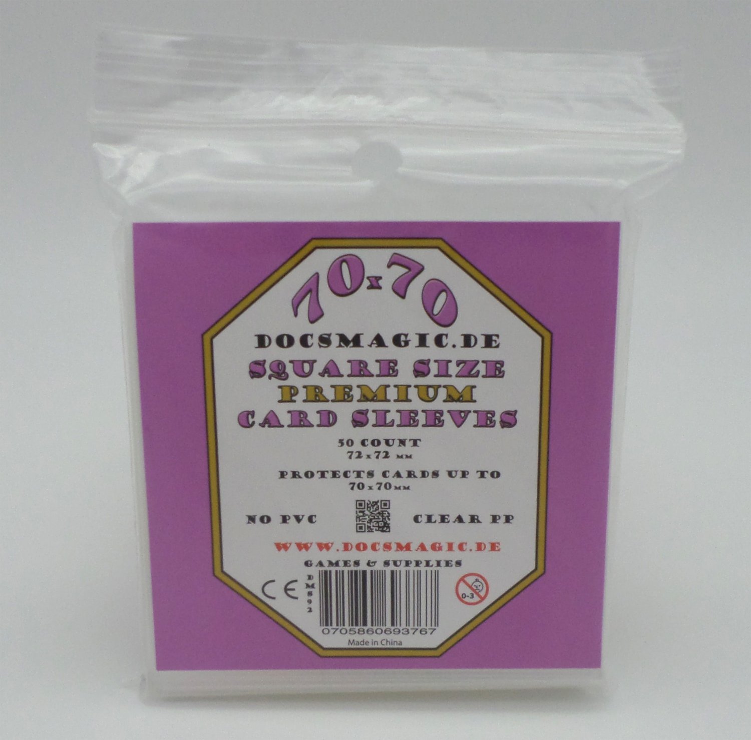 docsmagic.de 50 Premium Small Square Board Game Sleeves - 70 x 70-72 x 72