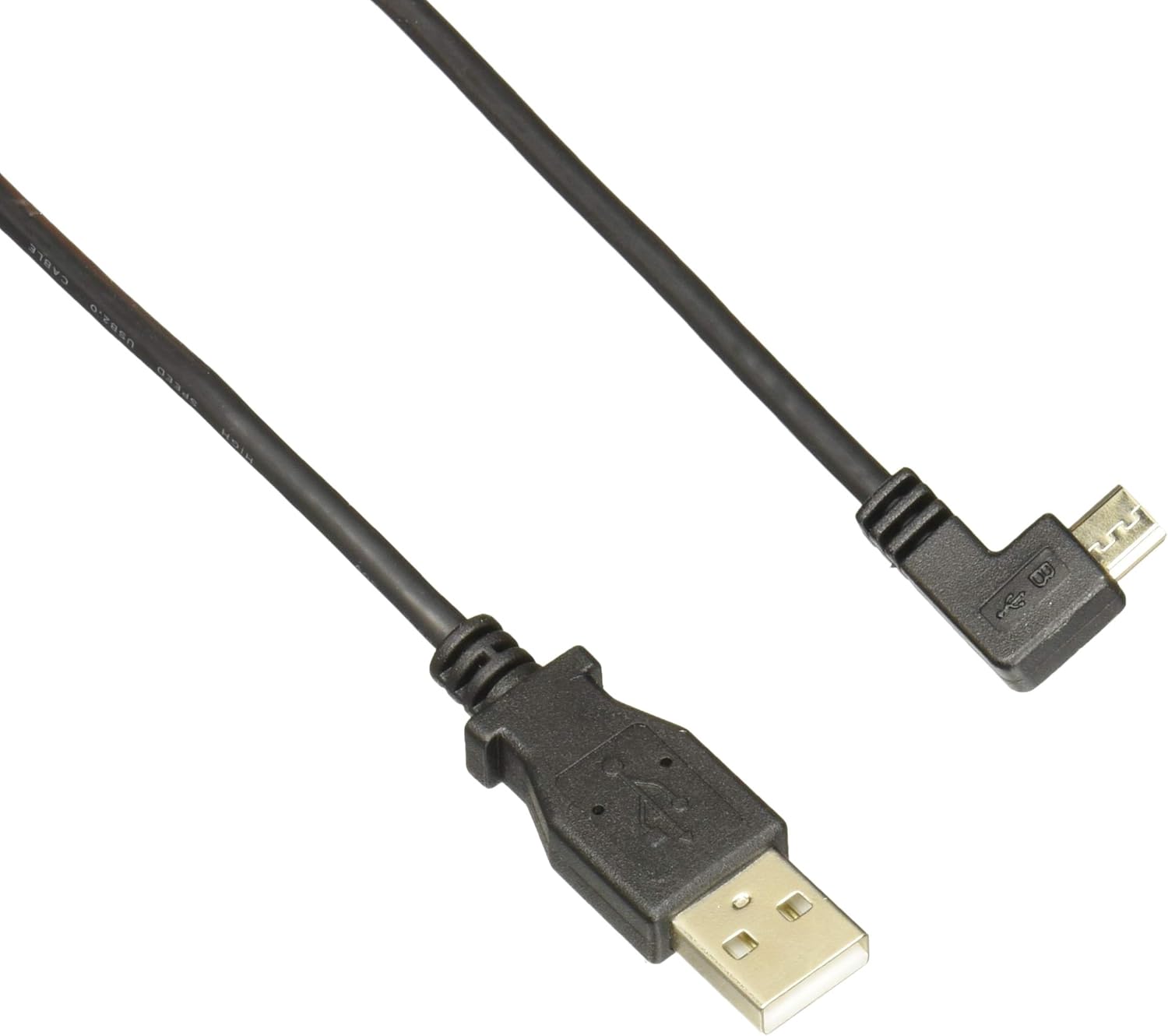 Startech.com Micro-USB Charge-and-Sync Cable M/M - Left-Angle Micro-USB - 30/24 AWG - 1 m (3 ft.), Black, 3 ft/1 m