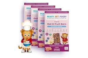READY, SET, FOOD! Ready Set Food Daniel Tiger Organic Oat & Fruit Bars – Safe & Easy Early Allergen Exposure for Babies 12+ Months, Organic Toddler Snacks with 8 Top Allergens, No Added Sugar (Blueberry Banana, 4-Pack)