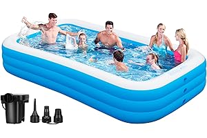 ZEUSFIRE Inflatable Pool for Adults, 130"x72"x22" Extra Large Blow Up Pool with Pump, Full Size Family Swimming Pools for Backyard Garden Home Lawn Indoor Outdoor