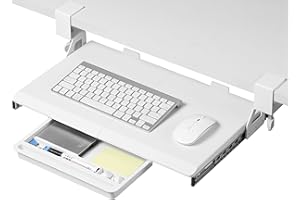 ETHU Under Desk Keyboard Tray - Small Slide Out Keyboard Shelf with C Clamp Mount, 19.7" x 11.8" Ergonomic Pull Out Tray for 