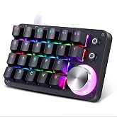Koolertron 24-Key One-Handed Programmable Keyboard, Red Switch | RGB backlit, knob control, hot-swappable red switches, plug-and-play USB for PC gaming
