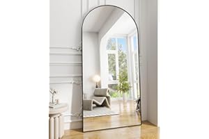 Koonmi 30"x71" Arched Full Length Mirror, Black Large Floor Mirror with Aluminum Alloy Frame Standing Hanging or Leaning Wall-Mounted Full Body Mirror for Living Room and Bedroom