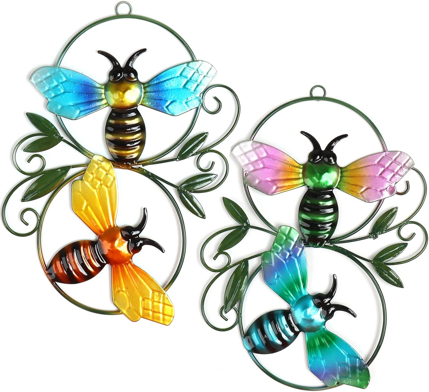 Plaques & Wall Art - ASAKOKEA Metal Wall Sculpture Cute Bee Outdoor Garden Decor Yard Art Lawn Piato Decorations for Outside - Set of 2