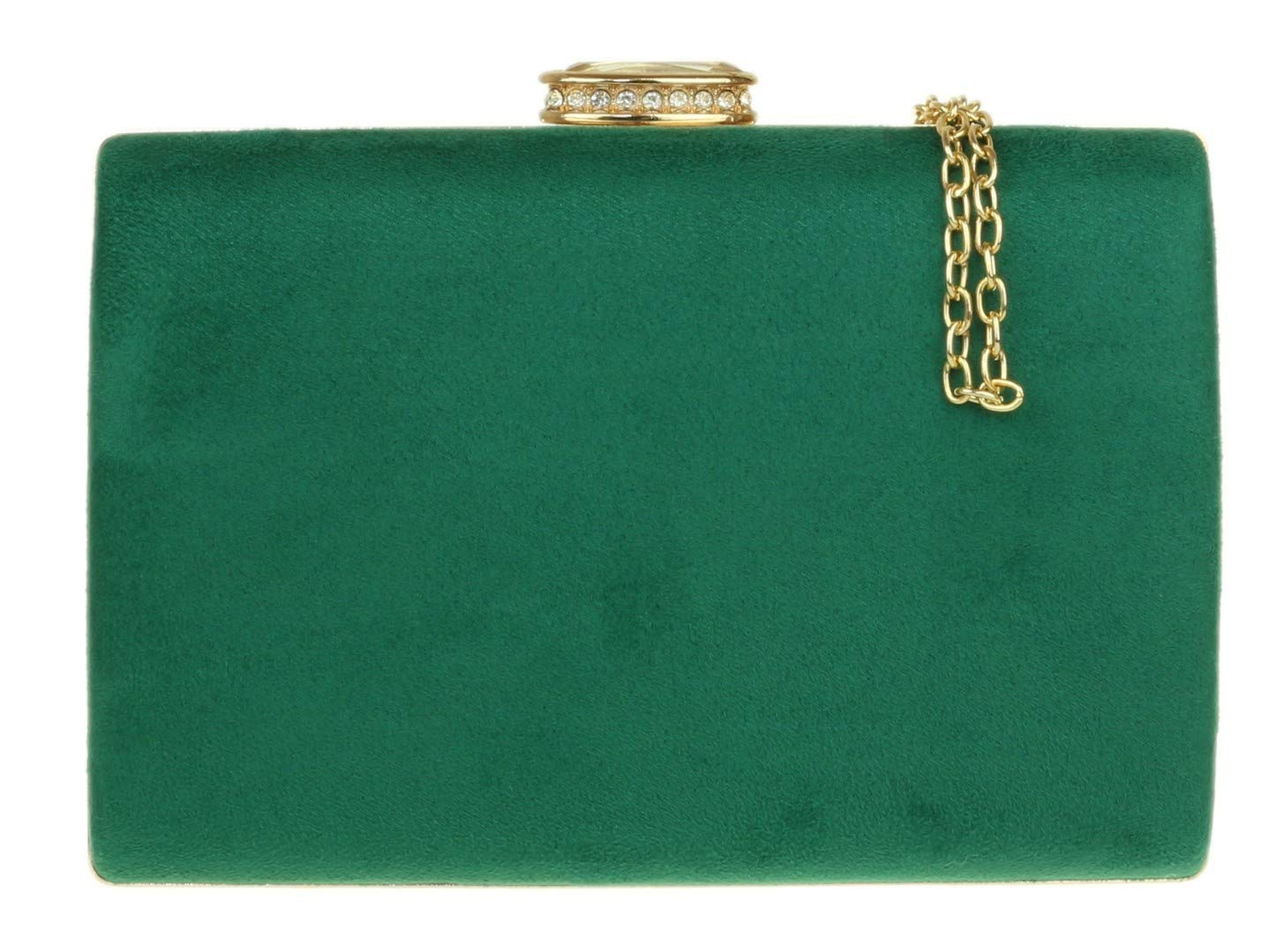Girly Handbags Womens Elegant Suede Clutch Bag (Green)